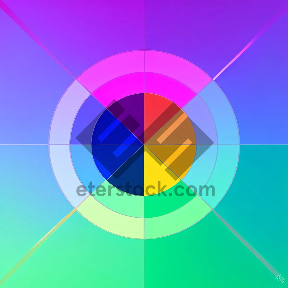 Picture of Vibrant Geometric Mosaic Artwork with Colorful Gradient