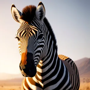 Wild Striped Equine in African Safari