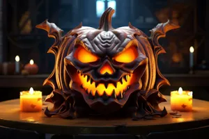 Halloween Jack O' Lantern with Glowing Candle