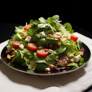 Delicious gourmet plate with fresh organic vegetables and cheese