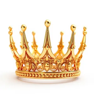 Regal gold crown emblem with heraldic design elements.