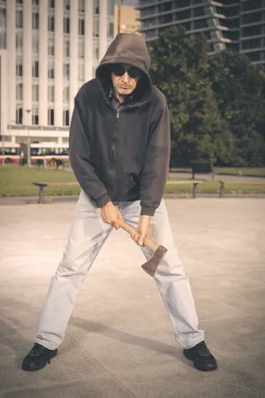 Outdoor Skateboarding Lifestyle Man with Cricket Equipment