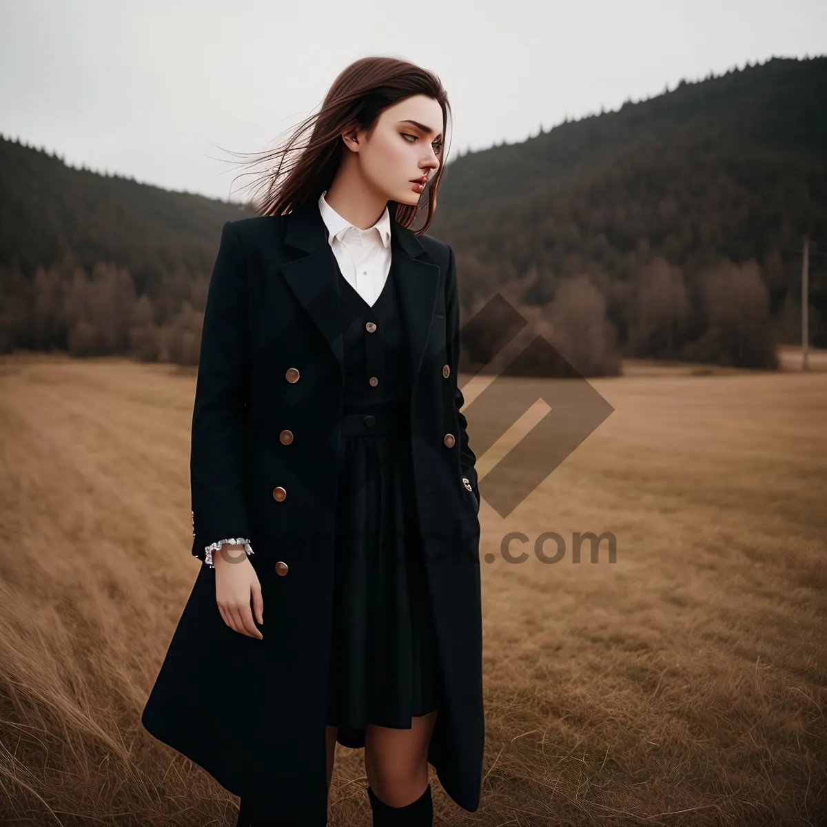 Picture of Successful Businesswoman in Trench Coat: Professional and Confident