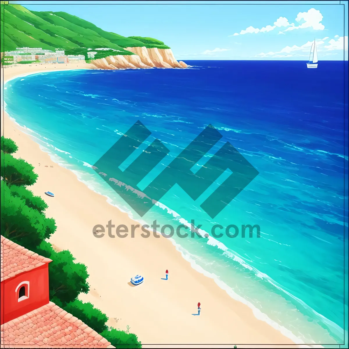 Picture of Tropical Paradise: Serene Coastline with Turquoise Waters