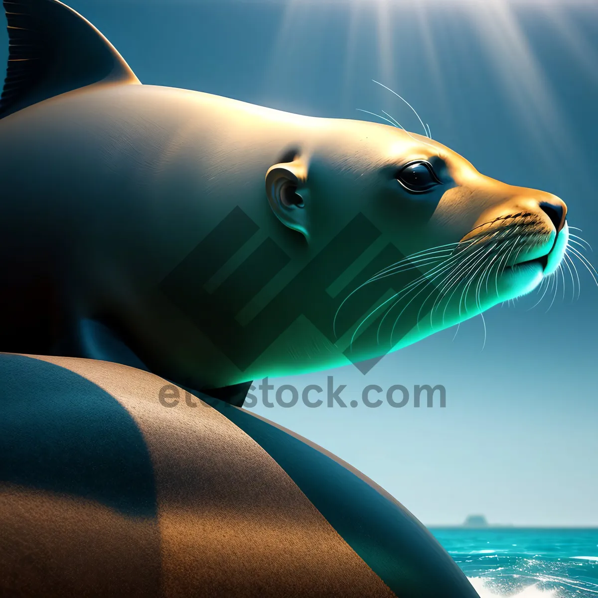 Picture of Playful Sea Lion Splashing in the Ocean