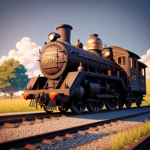 Vintage Steam Locomotive on Railroad Track