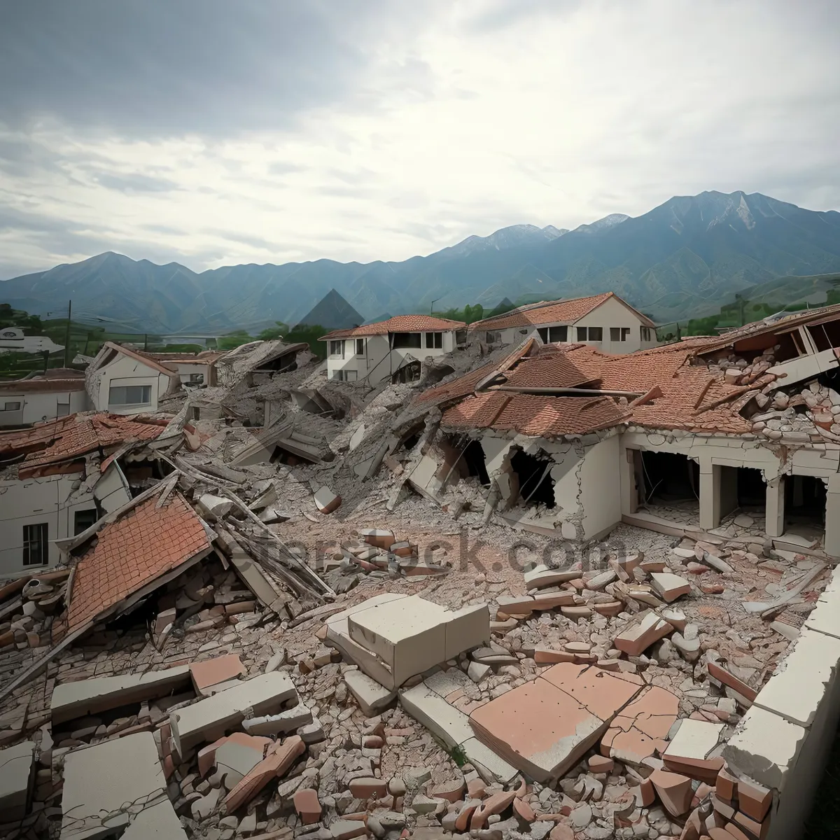 Picture of Majestic Mountain Valley Landscape with Rock Barrier