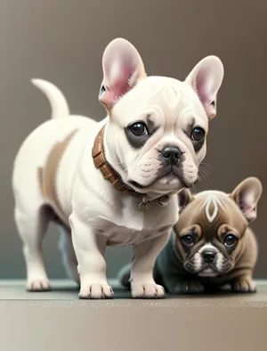 With an endearing and wrinkled expression, an adorable bulldog puppy melts hearts with its irresistible charm