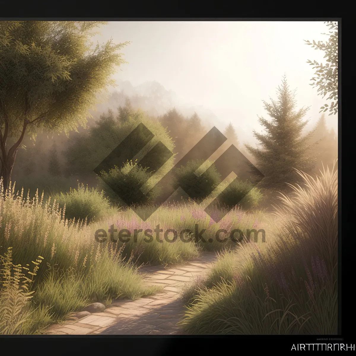 Picture of Radiant Sunset over Rural Landscape with Starry Skies