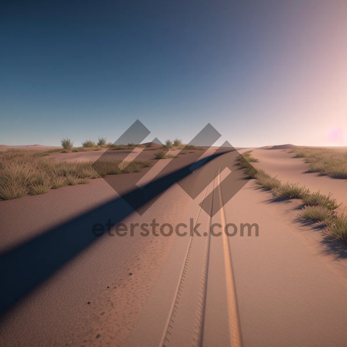 Picture of Sunset Drive: A Serene Journey Across Sand Dunes.