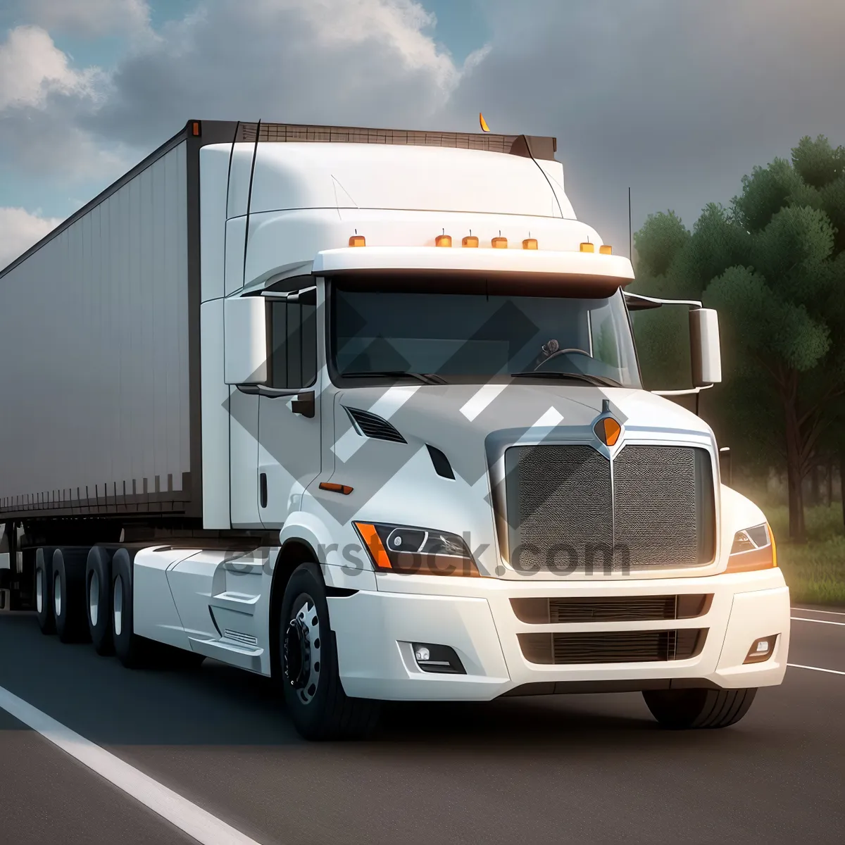 Picture of Speeding Freight Truck on Industrial Highway