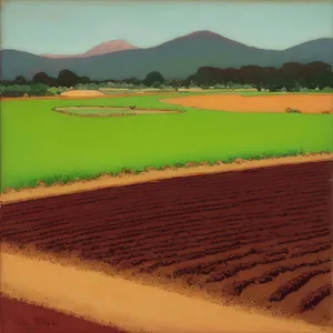 Idyllic Rice Field under Summer Sky