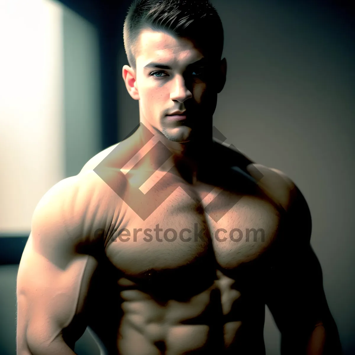 Picture of Seductive Masculine Black Bodybuilder Revealing Sensuality