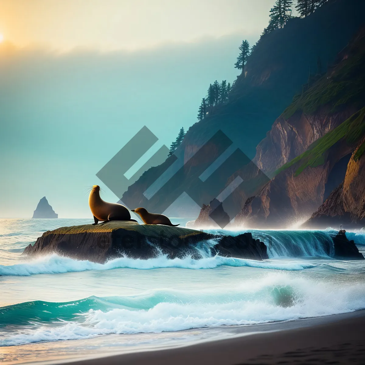 Picture of Serene Coastal Escape: Majestic Ocean, Sun-kissed Sand, and Azure Waters