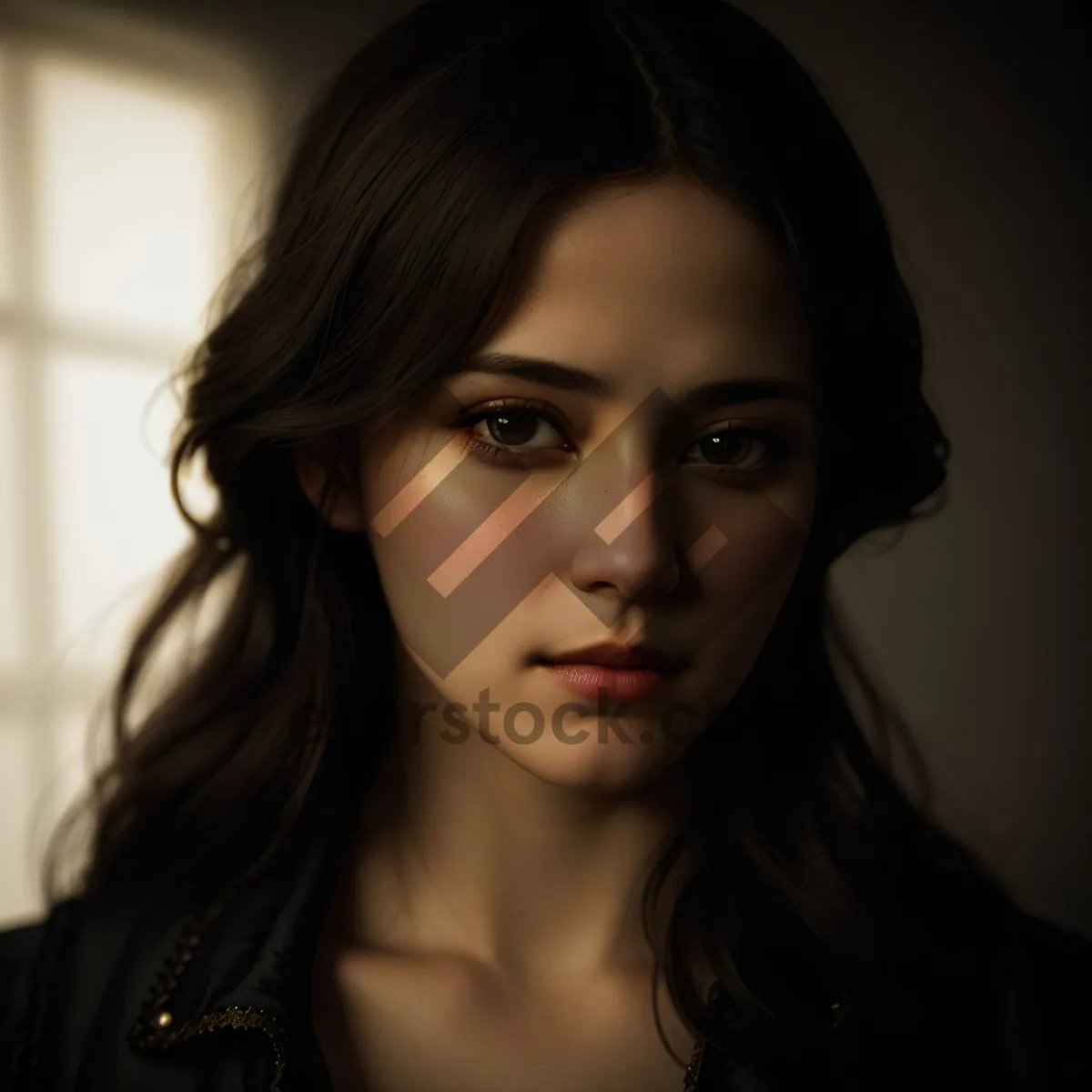 Picture of Attractive brunette model with captivating expression and makeup