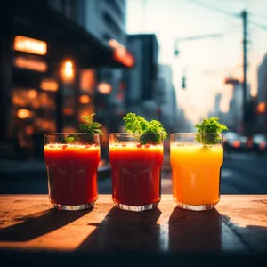 Fresh and Healthy Orange Dinner Plate with Juice.