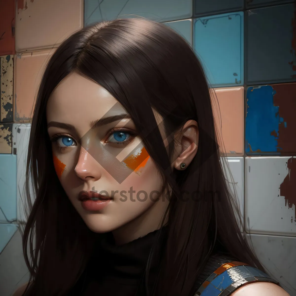 Picture of Sensual brunette model with attractive makeup and cute smile