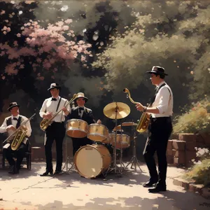 Male musician playing percussion drum