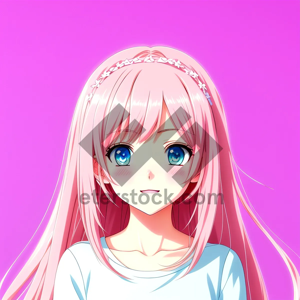 Picture of Cartoon fashionista with stylish hair and makeup.