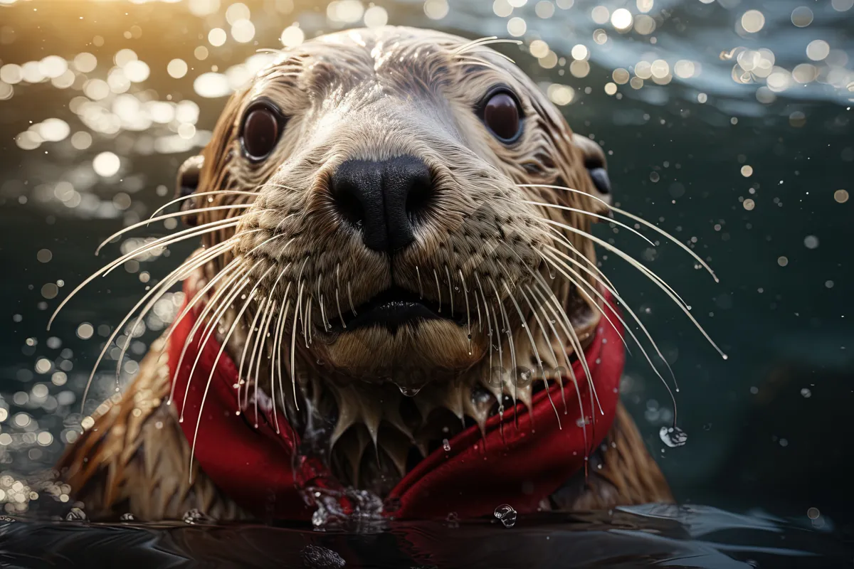 Picture of Marine wildlife in the ocean - Seal resting peacefully.