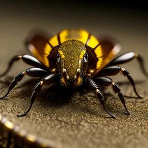 Closeup of a Yellow Wasp on Flower