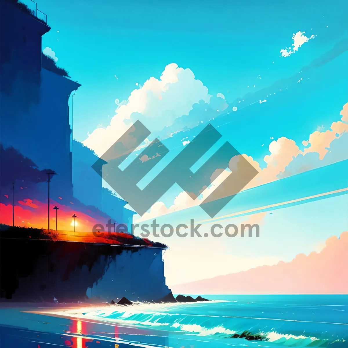 Picture of Idyllic Sunset Over Azure Seascape