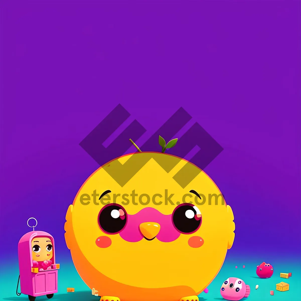 Picture of Cute Pumpkin Planet Cartoon: Fun Squash Design