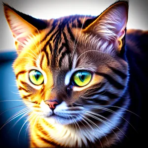 Adorable Tabby Kitty - Close-Up Portrait with Striped Fur