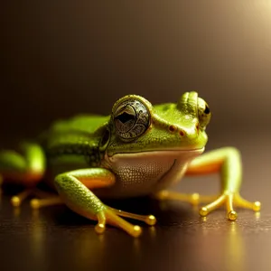 Vibrant-eyed Tree Frog Perched on Leaf