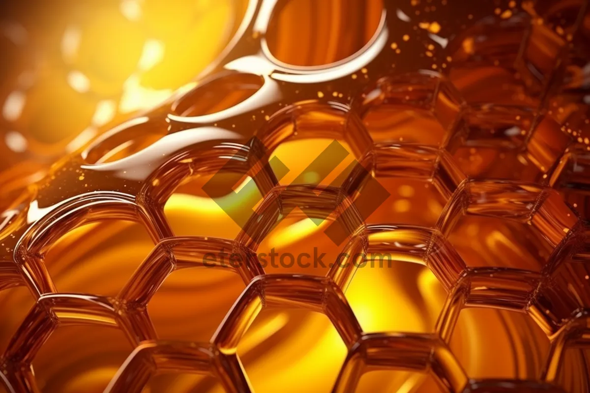 Picture of Modern glowing honeycomb fractal design backdrop texture.