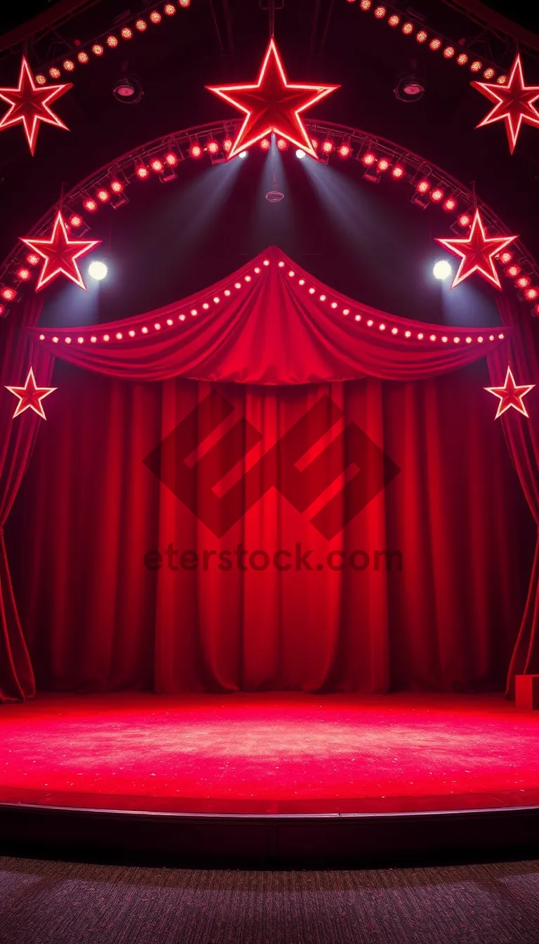 Picture of Stage curtain shining in silhouette on holiday theater show.