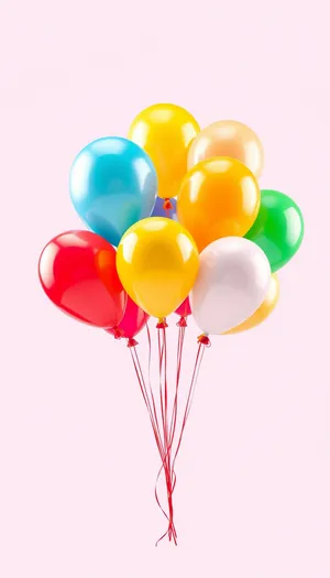 Colorful Birthday Balloon Decoration with Ribbon and Confetti