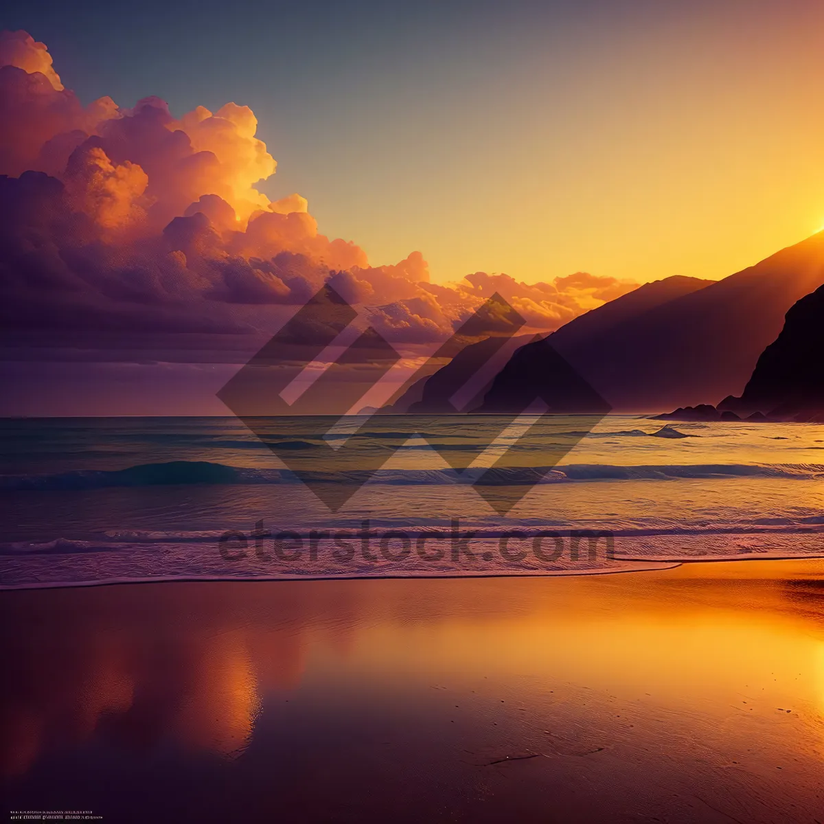 Picture of Golden Horizon - Tranquil Sunset Over Ocean