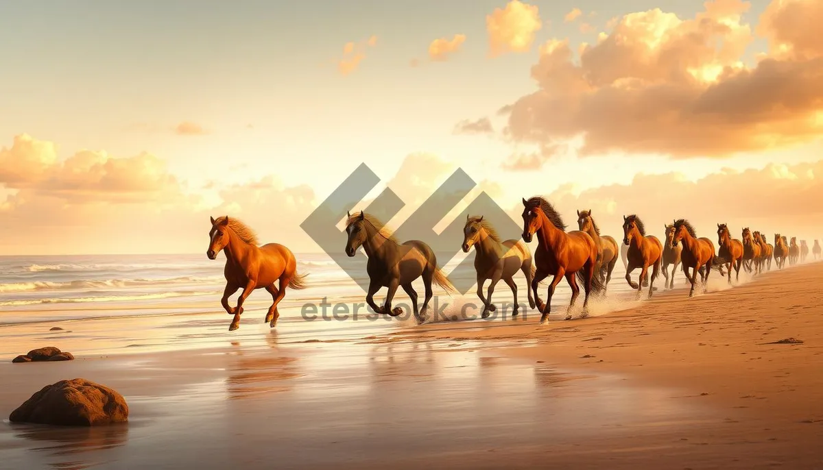 Picture of Rural Desert Landscape with Grazing Horses