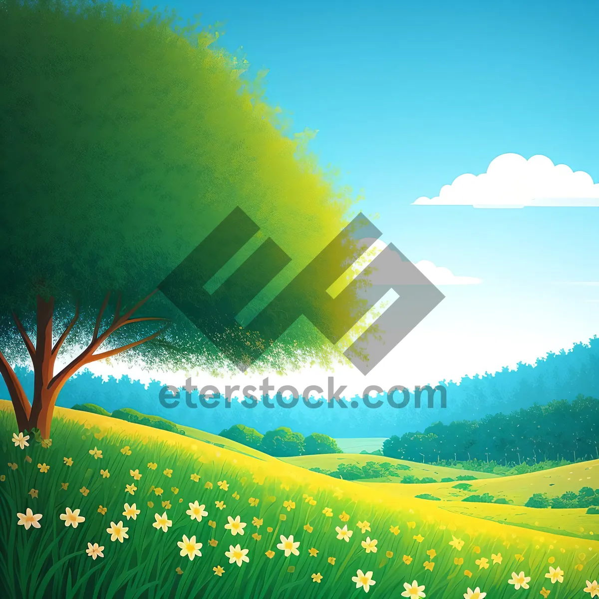 Picture of Serene Summer Fields under Colorful Sky