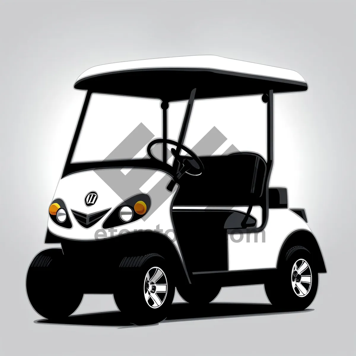 Picture of Cartoon Golfer in Iconic Car, a Winning Contestant!