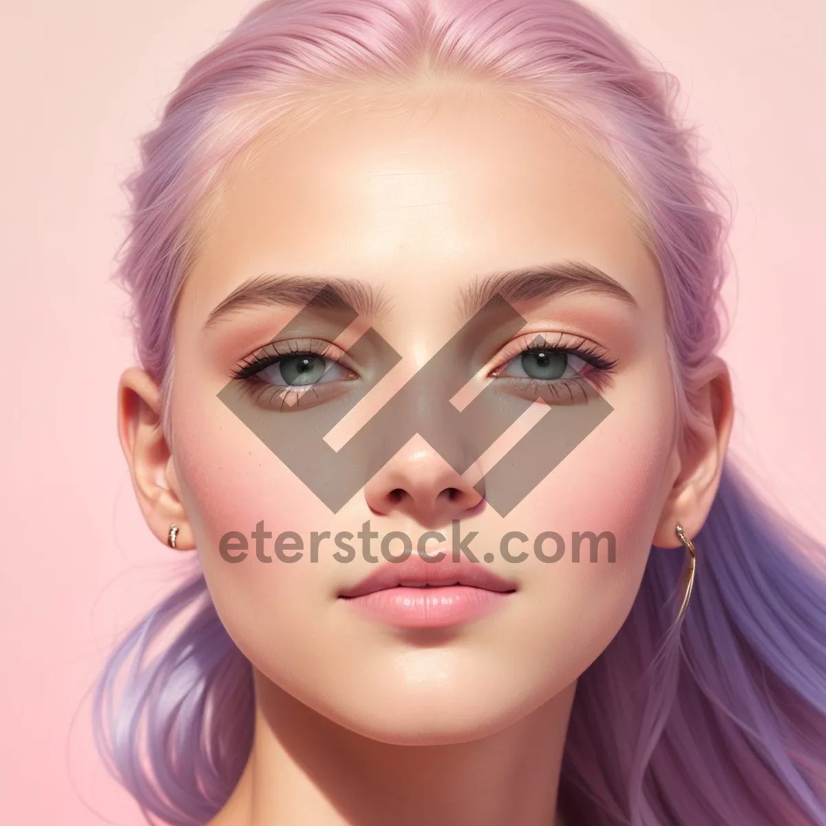 Picture of Stunning Blond Model with Flawless Makeup and Striking Eyes.