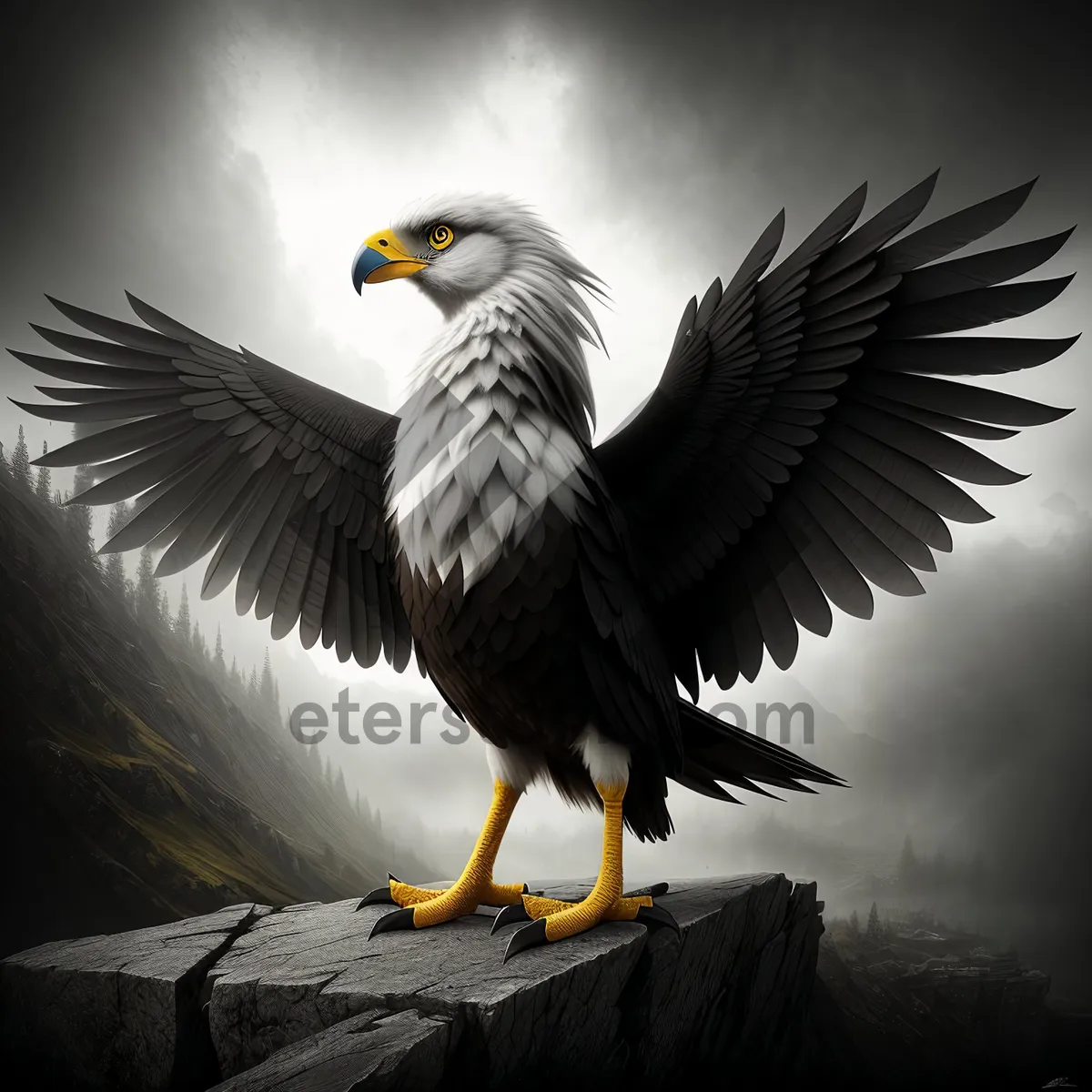 Picture of Majestic Bald Eagle Spread its Wings