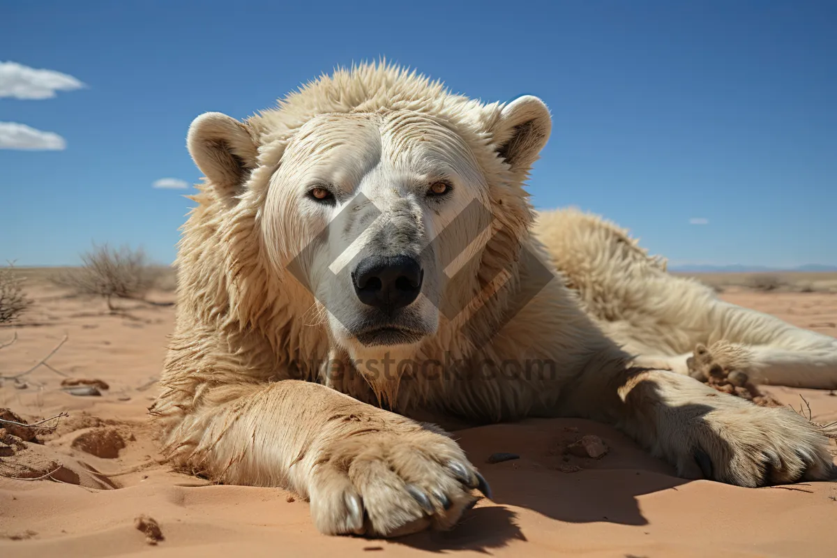 Picture of White fluffy Arctic fur animal in studio setting