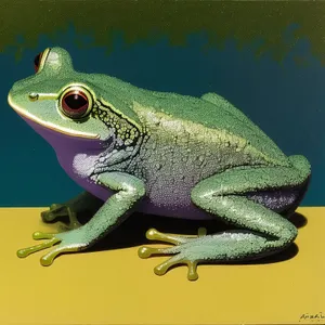 Vibrant Orange Eyed Tree Frog Peeping from Leaf