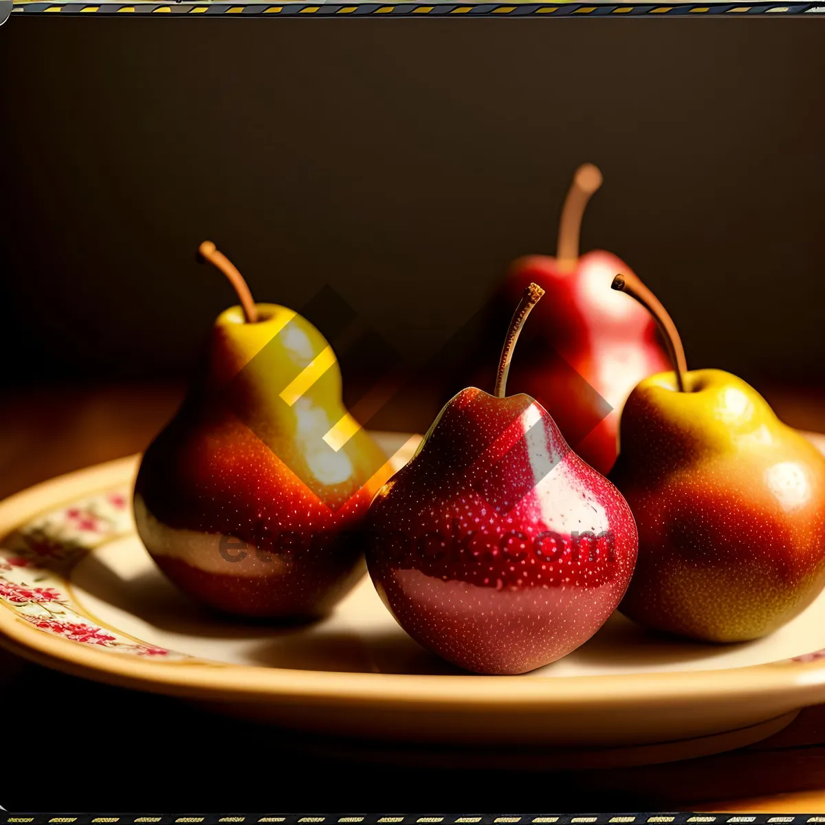 Picture of Fresh and Juicy Fruits: Pear, Apple, Banana