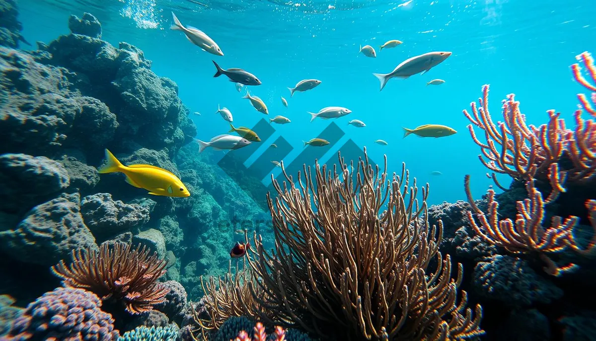 Picture of Colorful Tropical Fish Swimming in Bright Sunlight