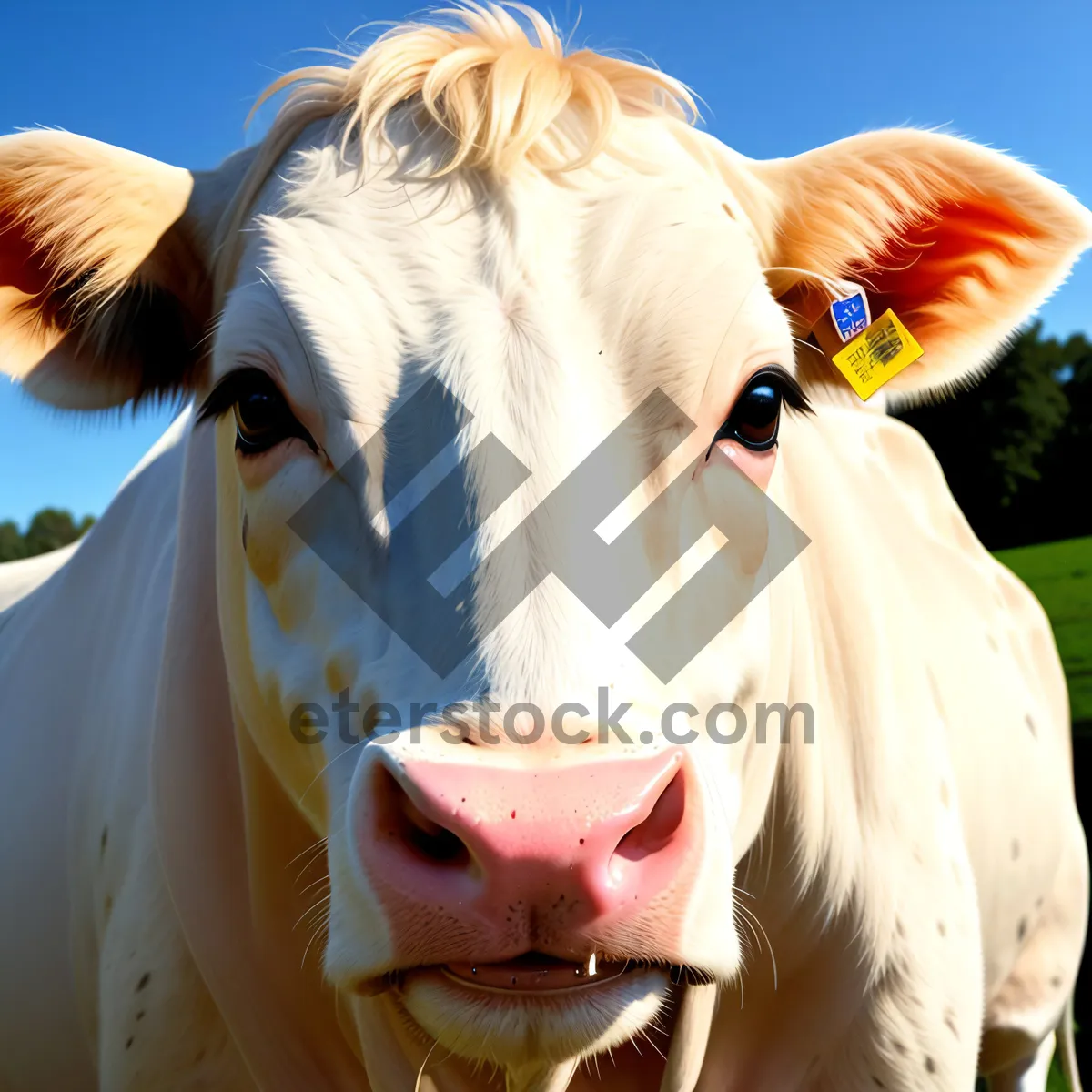 Picture of Rural Livestock Grazing in Green Pasture