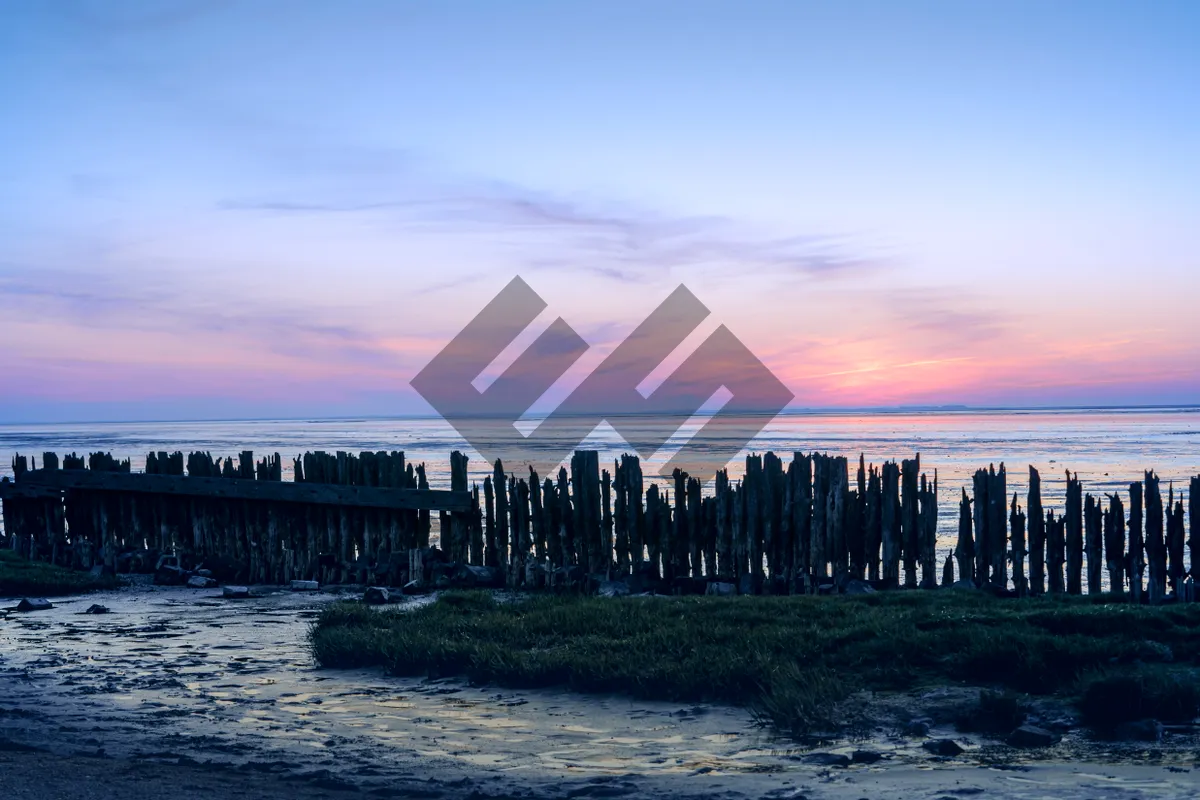 Picture of Seaside Summer Skyline with Pier and Waves