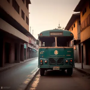 Urban Transportation Scene: Streetcar on City Road