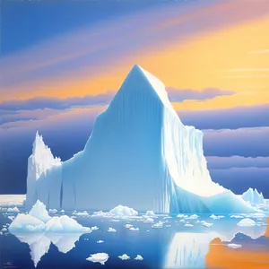 Majestic Snowy Glacier under Arctic Sky