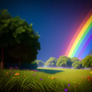 Vibrant Sky Over Lush Meadow