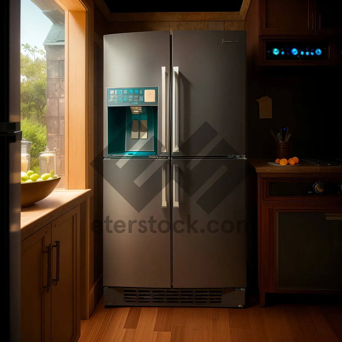 Picture of Modern White Refrigerator in Stylish Kitchen