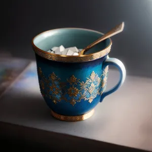 Hot Caffeinated Beverage in Ceramic Mug with Saucer