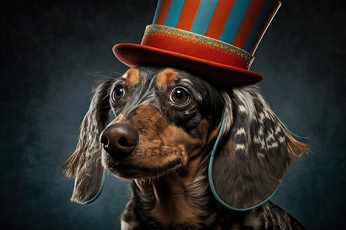 Picture of Cute Brown Puppy in Sombrero Hat